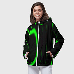 Ветровка с капюшоном женская Color green light green black, цвет: 3D-белый — фото 2