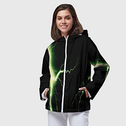 Ветровка с капюшоном женская Lightning yellow текстура, цвет: 3D-белый — фото 2