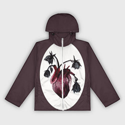 Ветровка с капюшоном женская Цветы любви: увядшее сердце, цвет: 3D-белый