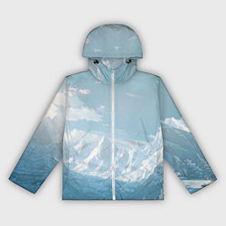 Ветровка с капюшоном женская Снежный горный хребет светло-голубой, цвет: 3D-белый