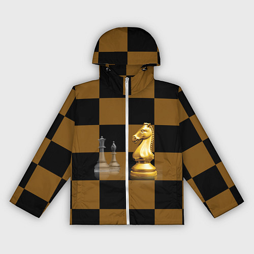Женская ветровка Шахматные фигуры на коричнево-черной доске / 3D-Белый – фото 1