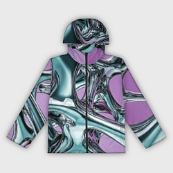 Ветровка с капюшоном женская Металлическая абстракция на фиолетовом фоне, цвет: 3D-черный