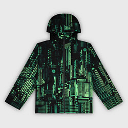 Ветровка с капюшоном женская Чёрно-зелёный абстракция точки полоски, цвет: 3D-черный