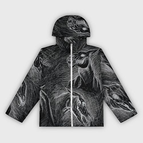 Женская ветровка Черепа лошадей - эскиз / 3D-Белый – фото 1