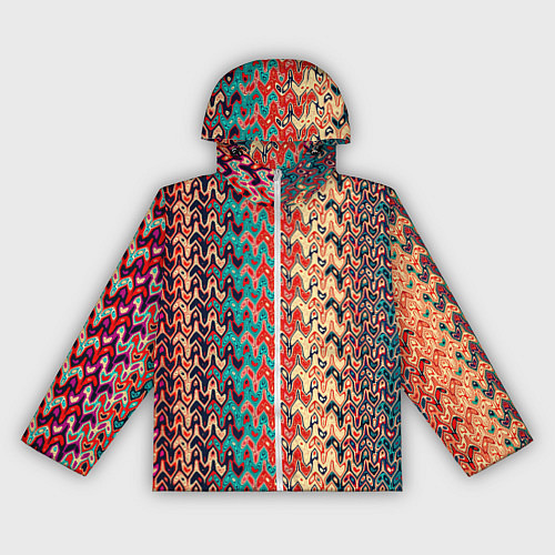 Женская ветровка Красно-синий искажённые полосы узор / 3D-Белый – фото 1