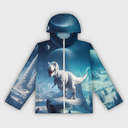 Ветровка с капюшоном женская Снежный динозавр - история вымирания, цвет: 3D-белый