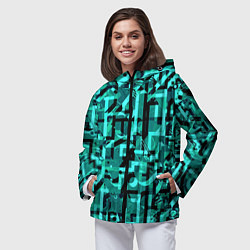 Ветровка с капюшоном женская Неоновый голубой объёмный эффект, цвет: 3D-черный — фото 2