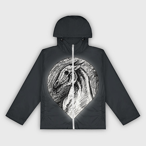 Женская ветровка Черепа лошадей - эскиз / 3D-Белый – фото 1