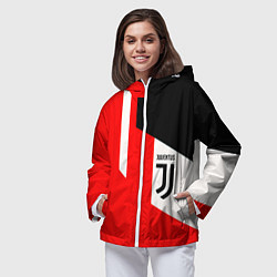 Ветровка с капюшоном женская Juventus sport geometry, цвет: 3D-белый — фото 2