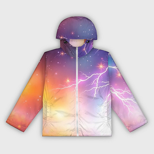 Женская ветровка Магический фон с молниями и звездами / 3D-Белый – фото 1