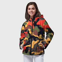 Ветровка с капюшоном женская Разноцветный праздничный камуфляж, цвет: 3D-черный — фото 2