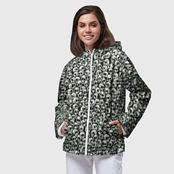 Ветровка с капюшоном женская Черепки паттерн, цвет: 3D-белый — фото 2