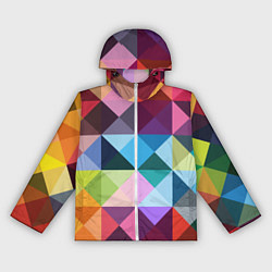 Ветровка с капюшоном женская Цветные квадраты, цвет: 3D-белый