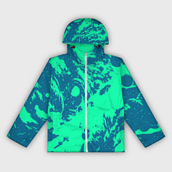 Ветровка с капюшоном женская Сине-зелёный абстракция краски, цвет: 3D-белый