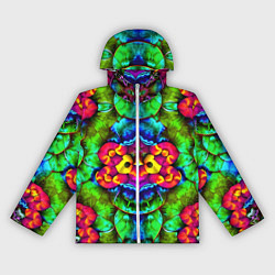 Ветровка с капюшоном женская Калейдоскоп с птичкой, цвет: 3D-белый