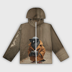 Ветровка с капюшоном женская Шпиониро Голубиро мем, цвет: 3D-белый