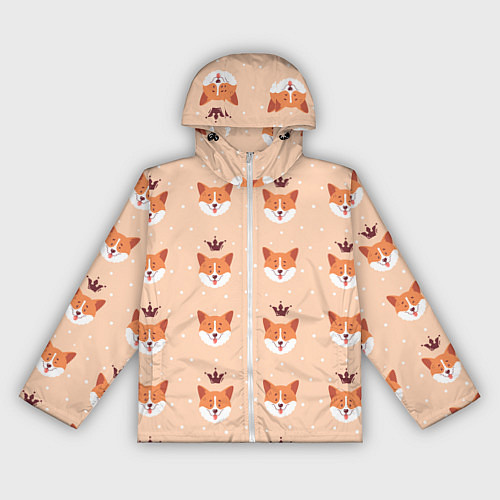 Женская ветровка Паттерн с милыми мордочками собак породы корги / 3D-Белый – фото 1