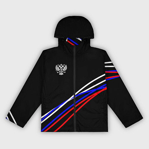Женская ветровка Герб и полосы цветов флага на чёрном / 3D-Черный – фото 1
