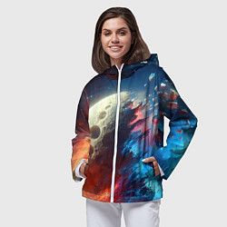 Ветровка с капюшоном женская Разрыв космического тела - нейроарт, цвет: 3D-белый — фото 2