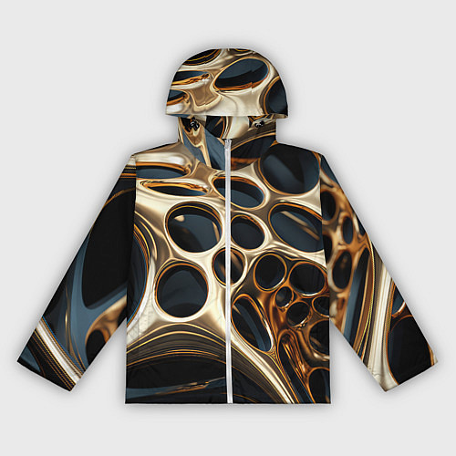 Женская ветровка Черно-золотая абстракция / 3D-Белый – фото 1