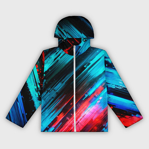 Женская ветровка Синяя и красная краска на черном / 3D-Белый – фото 1