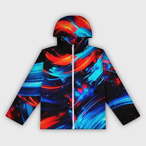 Женская ветровка Синие и красные мазки краски на черном / 3D-Белый – фото 1
