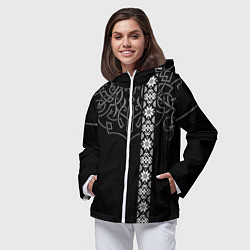 Ветровка с капюшоном женская Славянские символы традиции народа, цвет: 3D-белый — фото 2