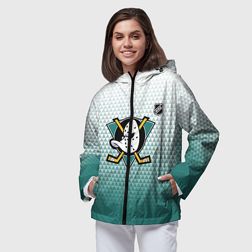 Женская ветровка Анахайм Дакс - зеленая геометрия / 3D-Черный – фото 3