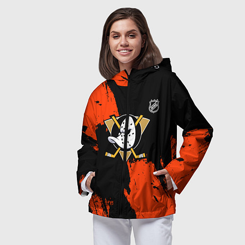 Женская ветровка Анахайм Дакс - оранжевая краска / 3D-Черный – фото 3