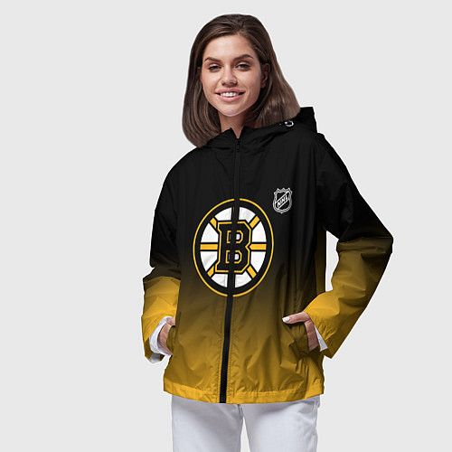 Женская ветровка Бостон Брюинз - градиент / 3D-Черный – фото 3