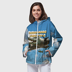 Ветровка с капюшоном женская Bombardino Crocodillo мем, цвет: 3D-белый — фото 2