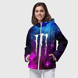 Ветровка с капюшоном женская Monster energy neon space, цвет: 3D-белый — фото 2