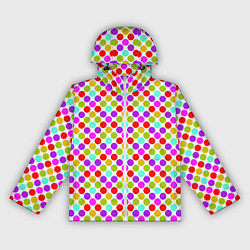 Ветровка с капюшоном женская Разноцветный горох на белом, цвет: 3D-белый