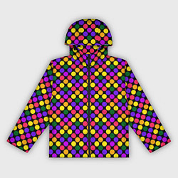 Ветровка с капюшоном женская Разноцветный горох на черном ретро, цвет: 3D-черный