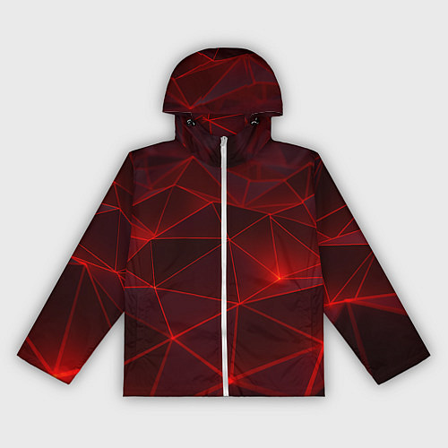 Женская ветровка Красные полигоны с неоном / 3D-Белый – фото 1