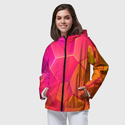 Ветровка с капюшоном женская Розово-оранжевые плиты, цвет: 3D-черный — фото 2