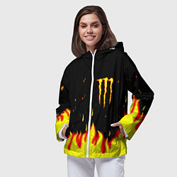 Ветровка с капюшоном женская Monster energy fire steel, цвет: 3D-белый — фото 2
