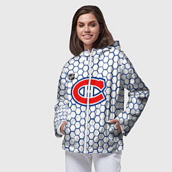 Ветровка с капюшоном женская Монреаль Канадиенс - белые соты, цвет: 3D-белый — фото 2