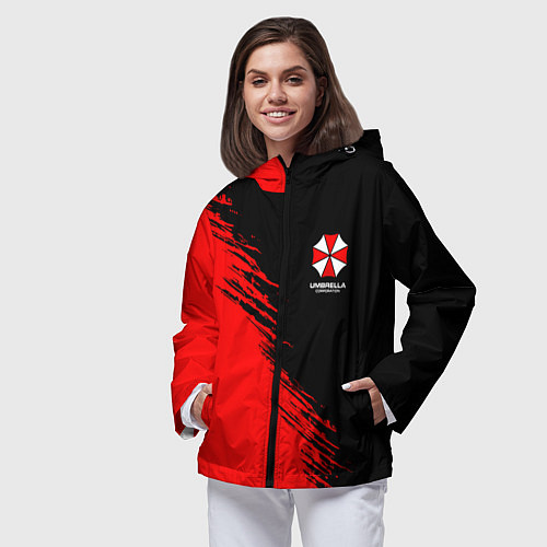 Женская ветровка Umbrella Corp - red and black / 3D-Черный – фото 3