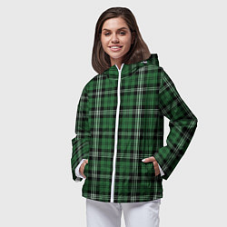 Ветровка с капюшоном женская Checkered green, цвет: 3D-белый — фото 2