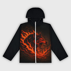 Ветровка с капюшоном женская Инфернальный волк, цвет: 3D-белый