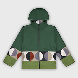 Ветровка с капюшоном женская Луна Малевича сосновый зеленый, цвет: 3D-черный