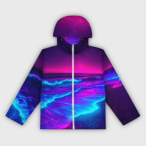 Женская ветровка Неоновое море - ночные волны / 3D-Белый – фото 1