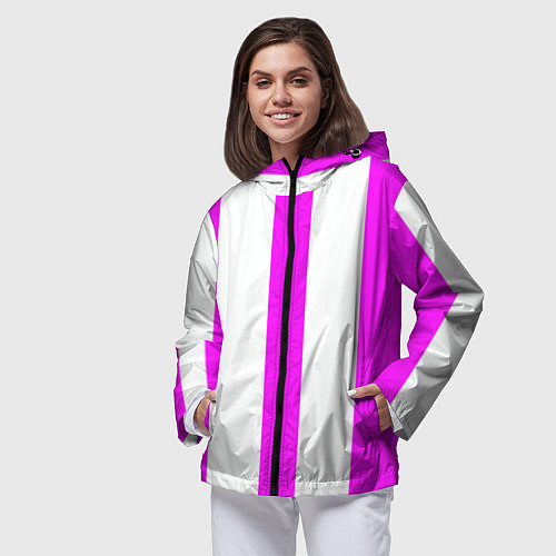Женская ветровка Color white pink lines / 3D-Черный – фото 3