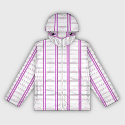 Ветровка с капюшоном женская Color white cage pink line, цвет: 3D-белый