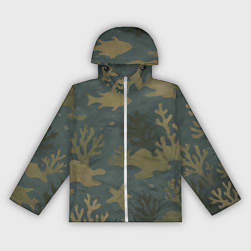 Женская ветровка Подводный камуфляж из рыб / 3D-Белый – фото 1