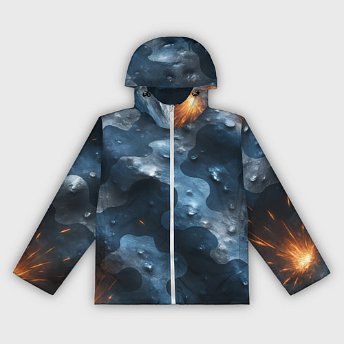 Женская ветровка Синий камуфляж с каплями / 3D-Белый – фото 1