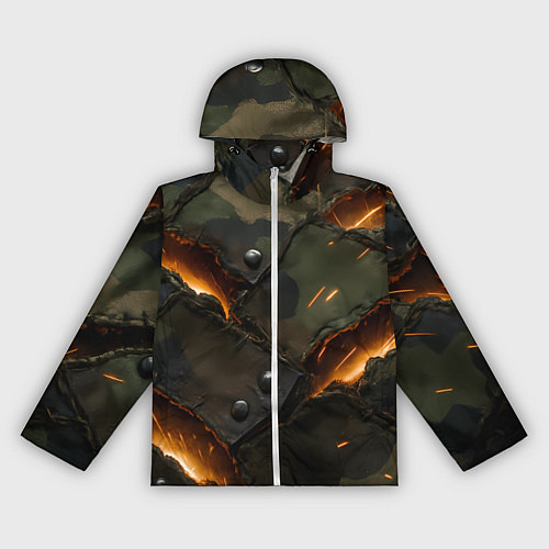 Женская ветровка Порванная камуфляжная ткань с огнем / 3D-Белый – фото 1