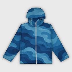 Женская ветровка Синие волнистые линии в виде камуфляжа