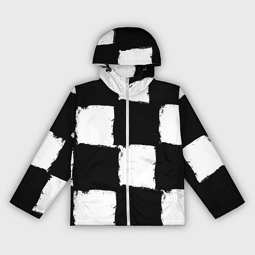 Женская ветровка Черные квадраты в виде шахматной доски / 3D-Белый – фото 1